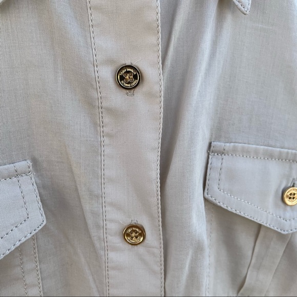 Tory Burch Women's Brigitte Tab Sleeve Button Down Shirt Blouse Semi Sheer Sz 8 - Picture 8 of 10